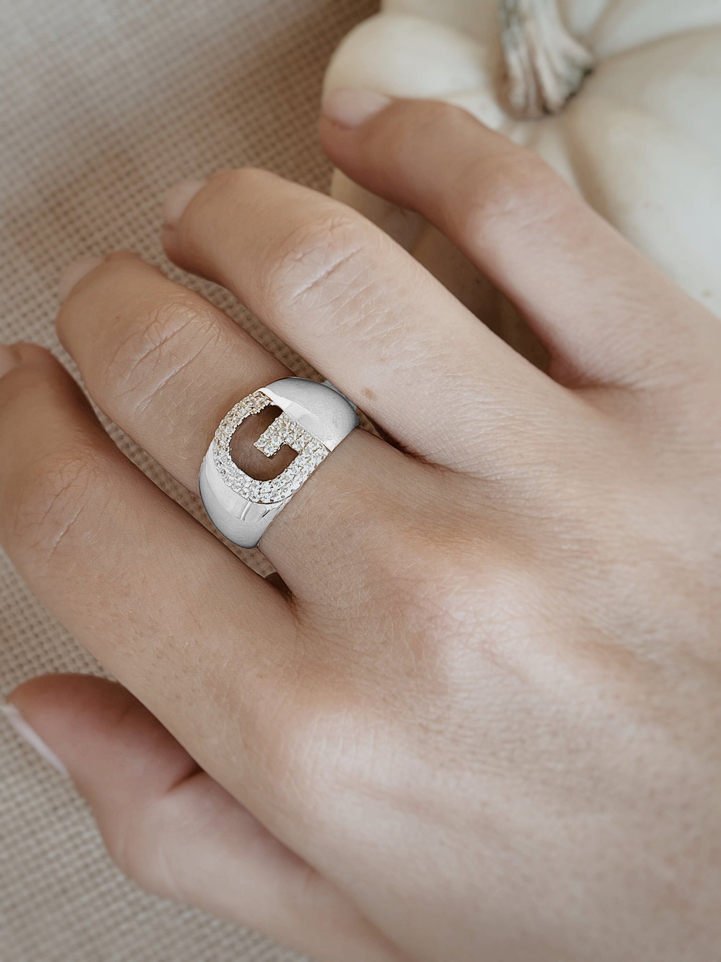 14k solid gold thick design personalized letter ring