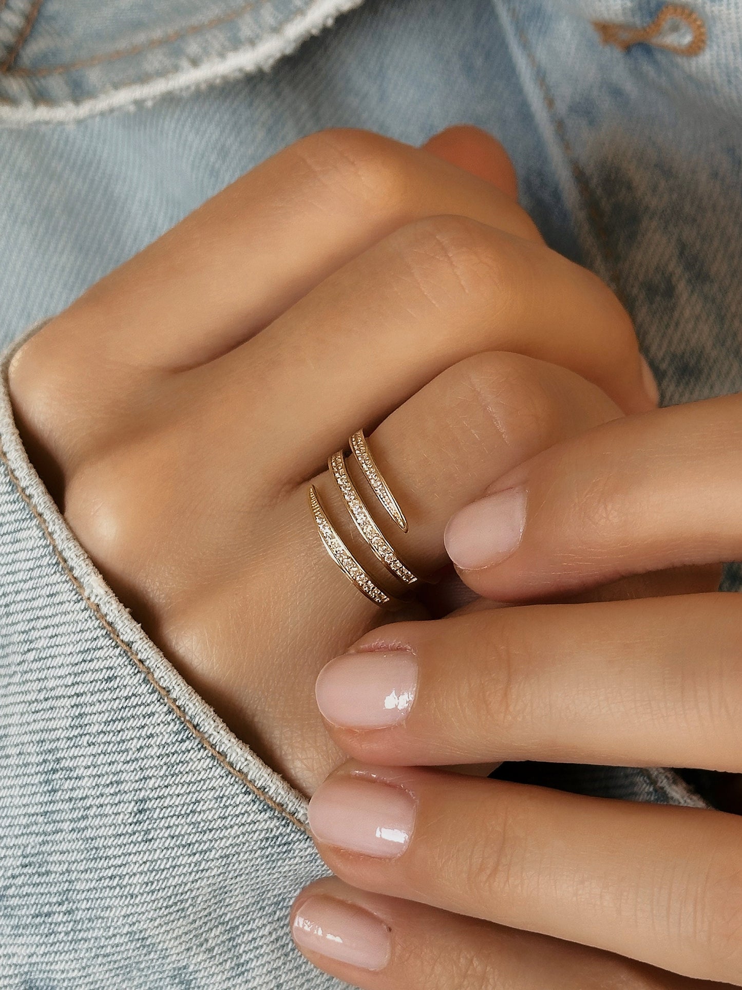 14k Solid Gold Minimalist Wraparound Ring