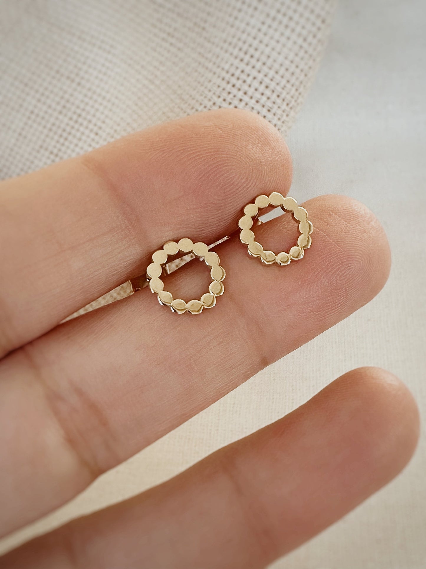 14K Solid Gold Dainty Earrings, Gold Stud Earrings