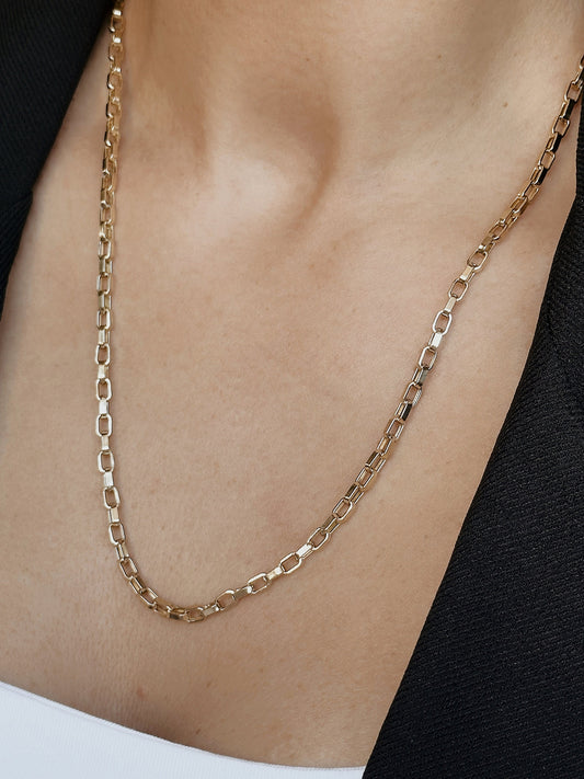 Solid 14k Gold Italian Paperclip Chain Necklace, Paperclip Necklace