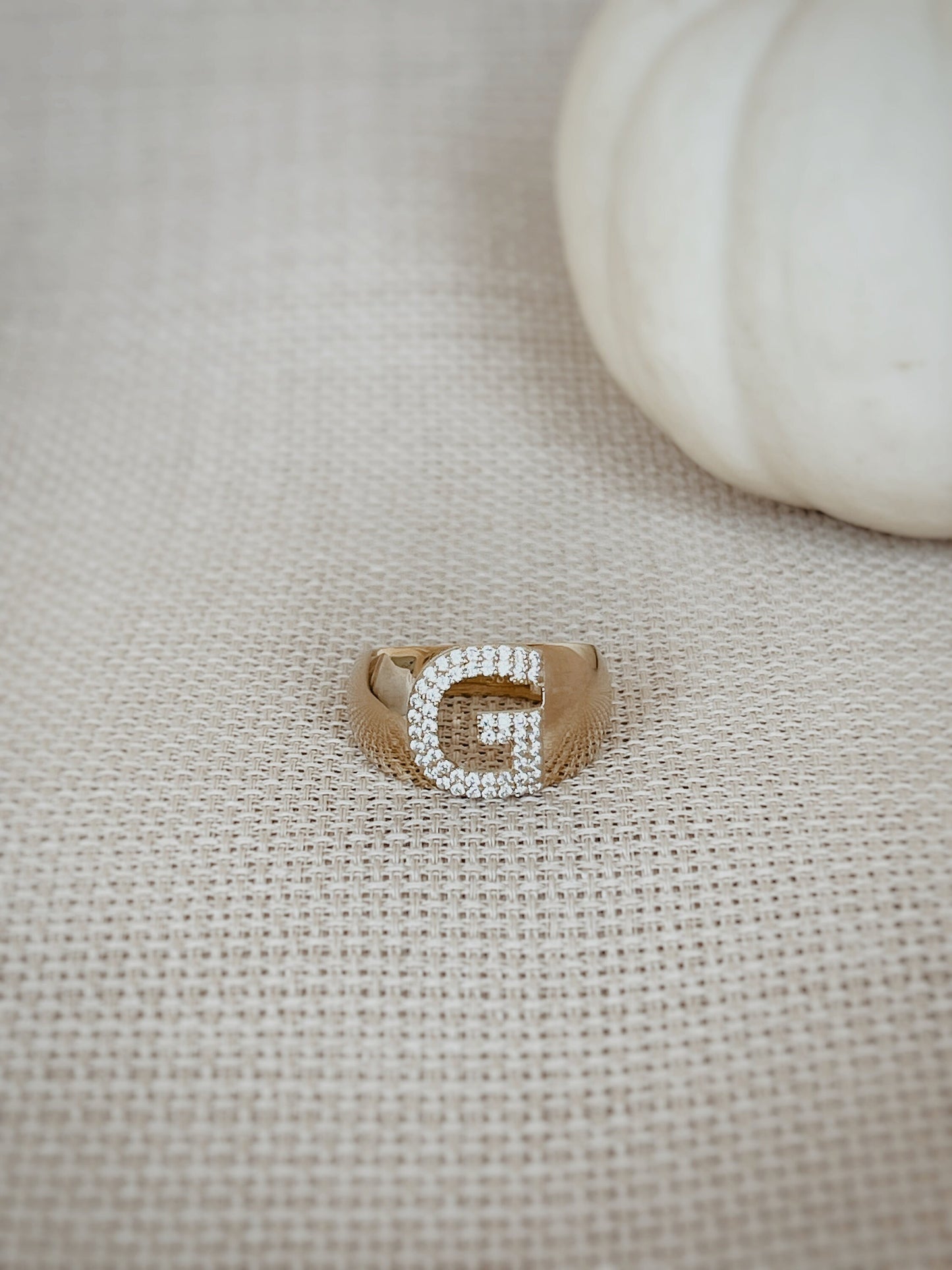 14k solid gold thick design personalized letter ring