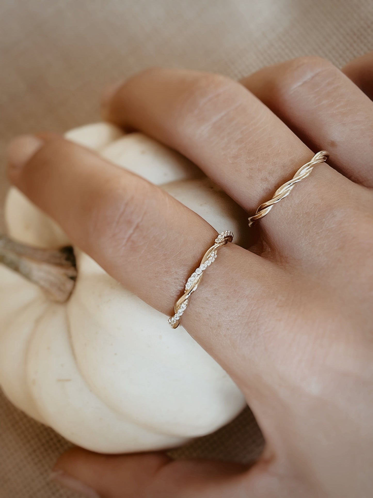 Solid 14K Yellow Gold Twisted Cable Stacking Ring