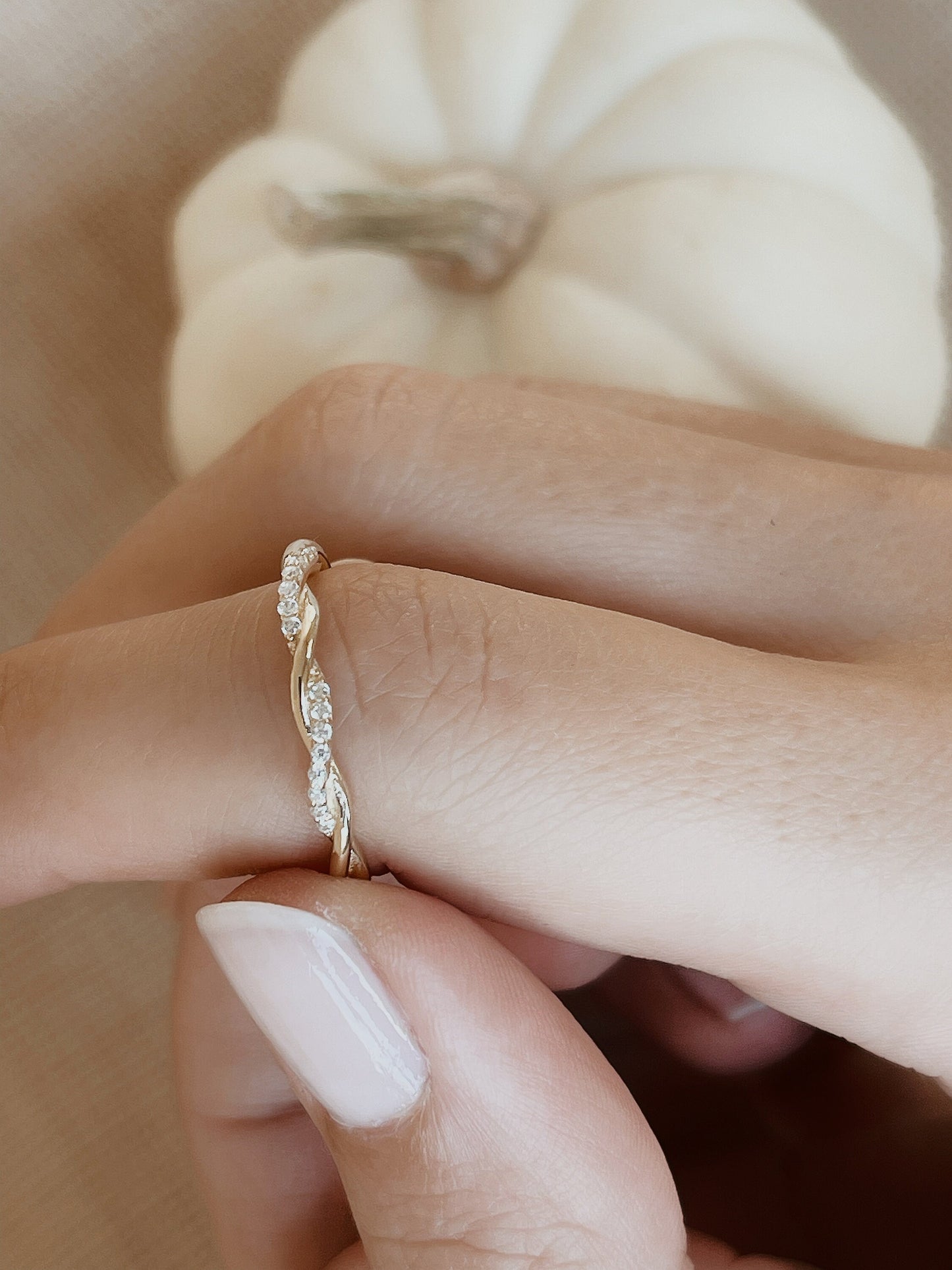 Solid 14K Yellow Gold Twisted Cable Stacking Ring