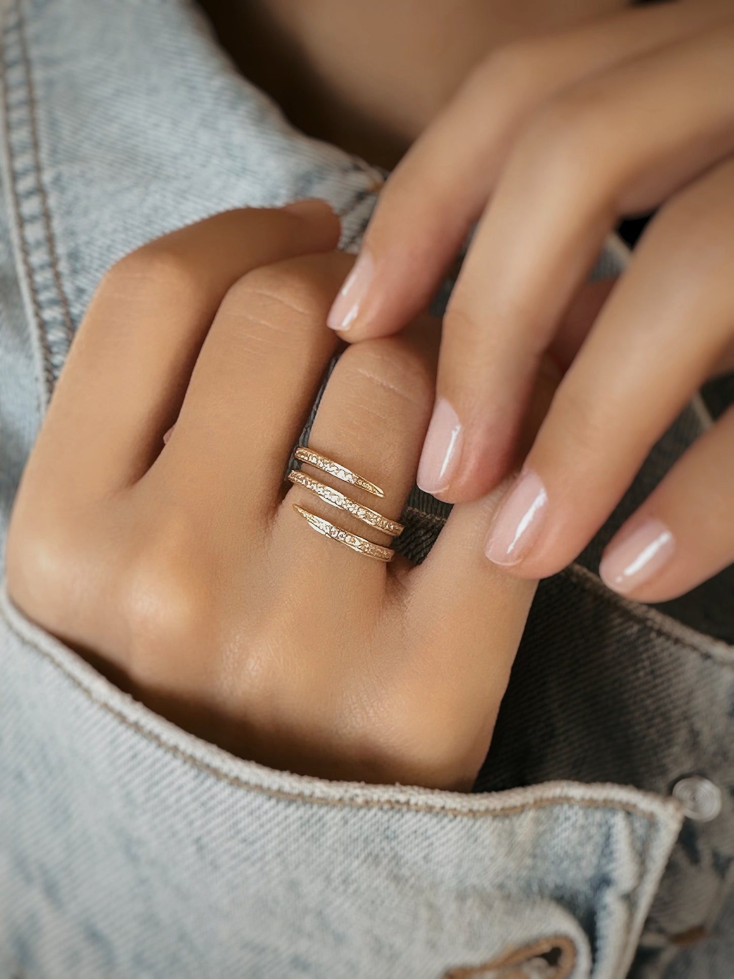 14k Solid Gold Minimalist Wraparound Ring