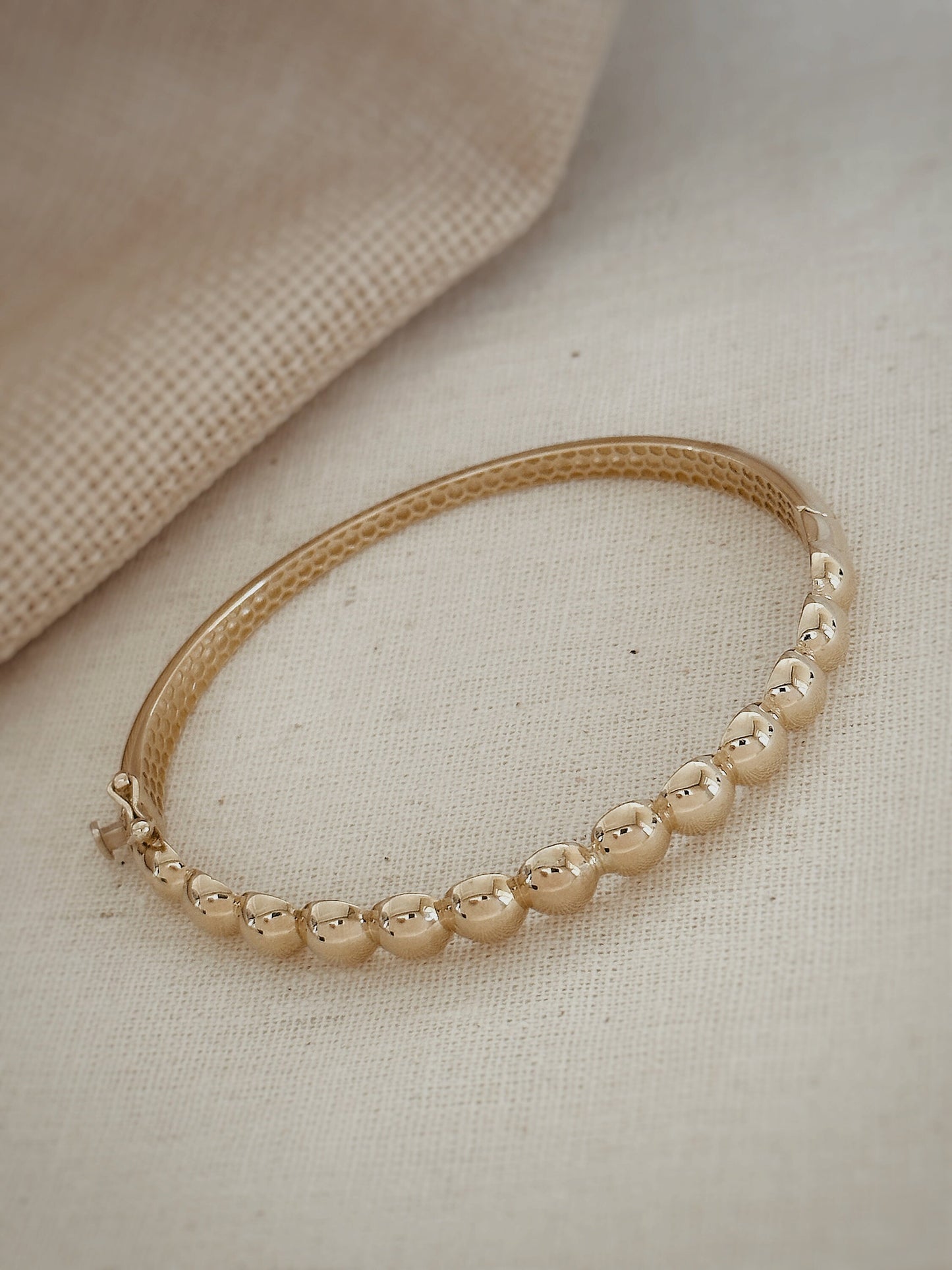 14K Real Solid Gold Minimalist Stackable Ball Wedding Bangle