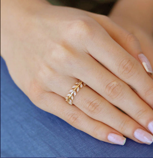 14K  Real Gold Leaf Ring