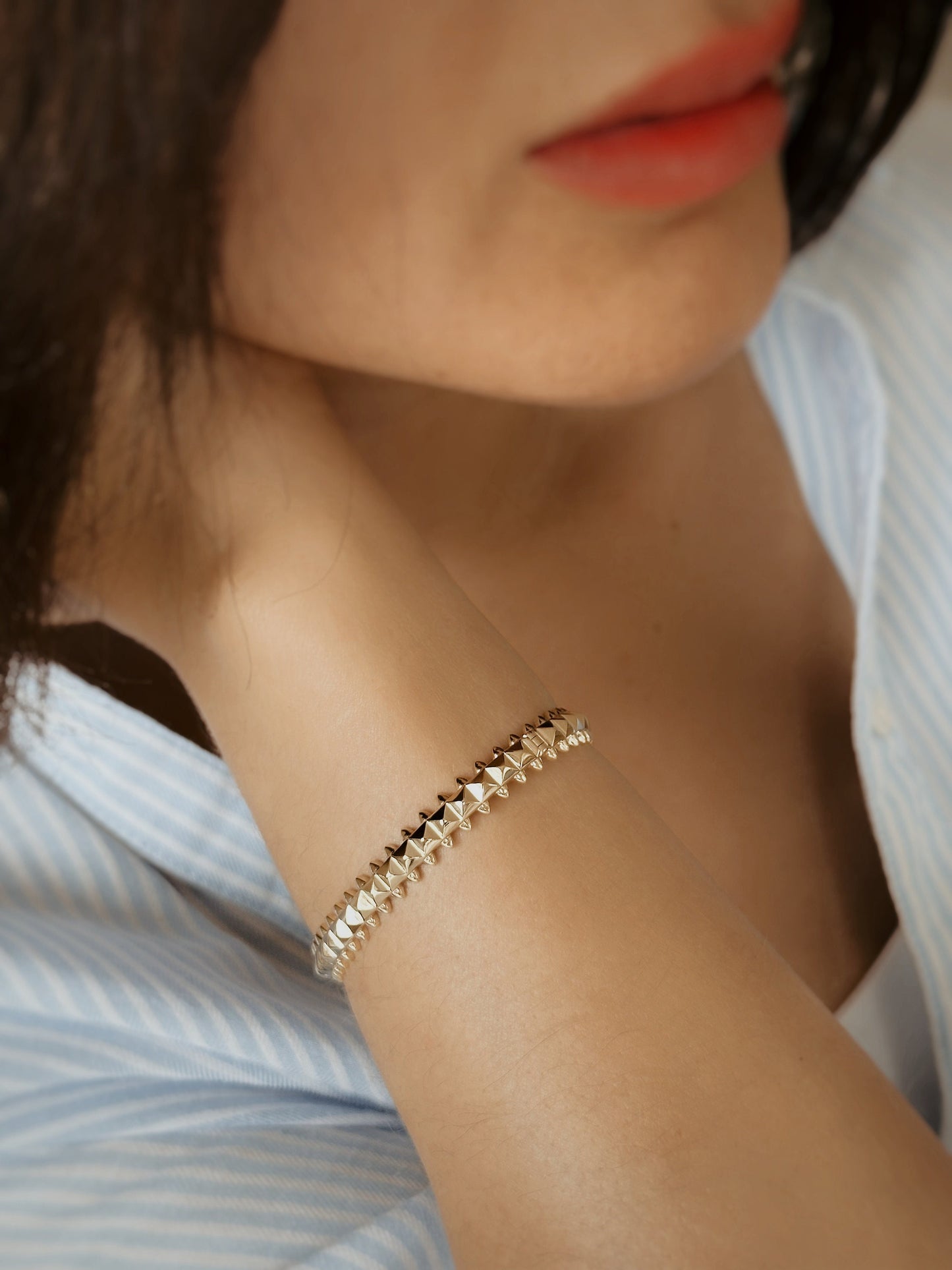 14k Gold Bracelet, Yellow Gold Cuff Bracelet