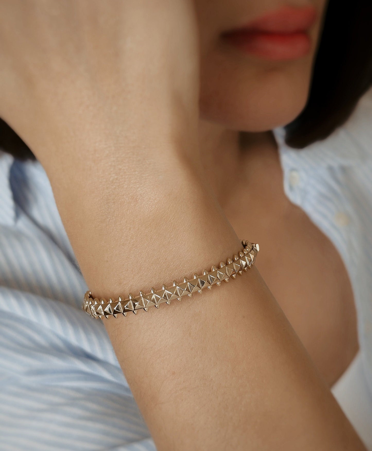 14k Gold Bracelet, Yellow Gold Cuff Bracelet