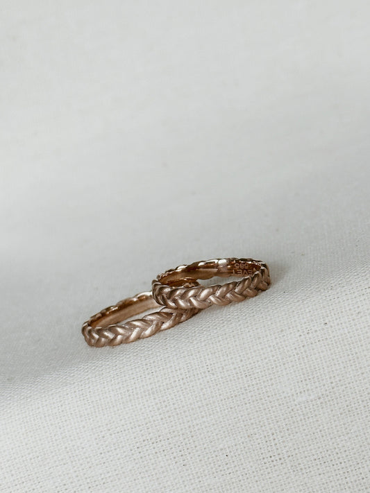 14K solid gold braid ring, Real Gold Braid Wedding Band