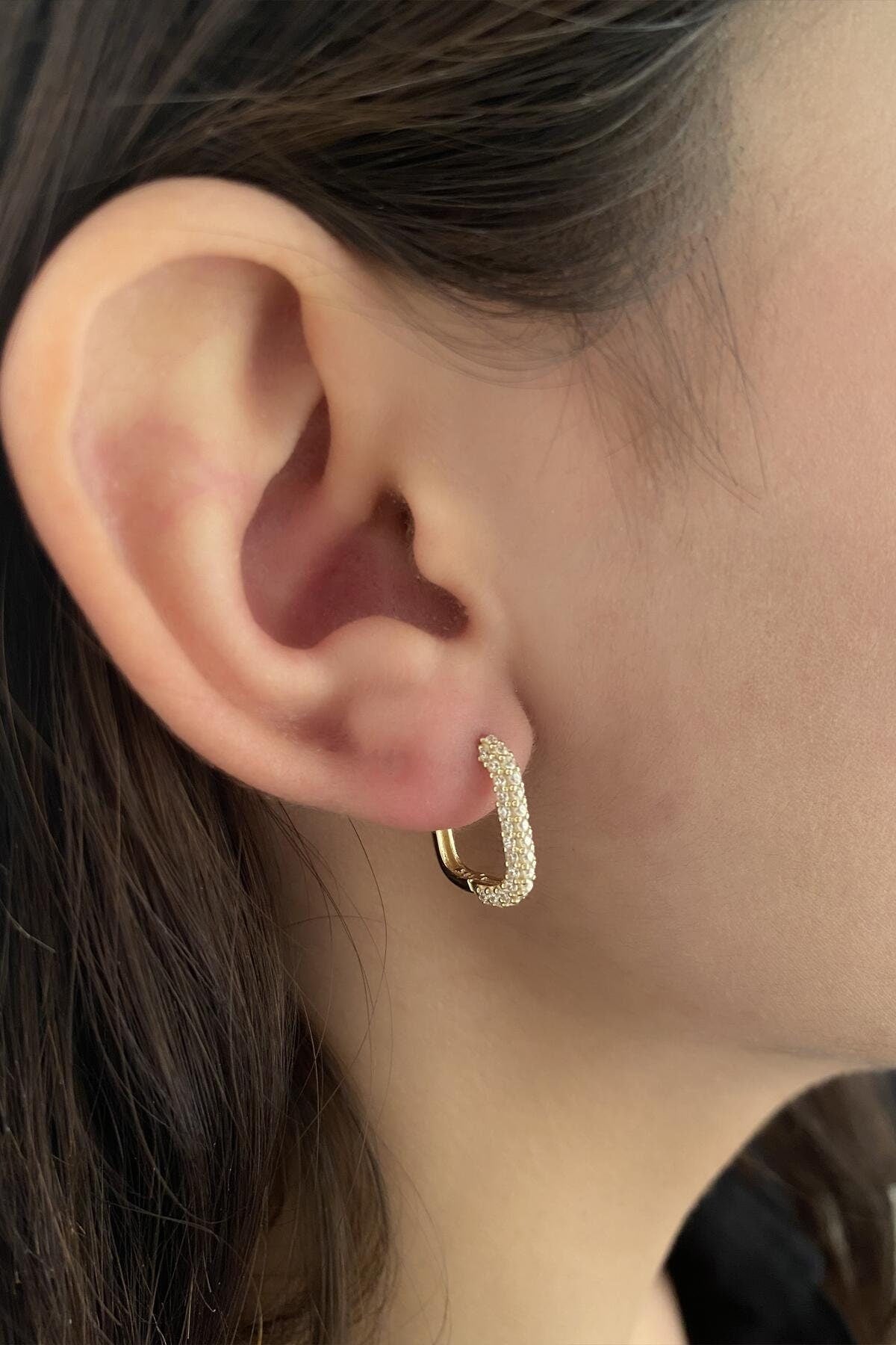 14K Solid Gold Chunky Square Hoop, Thick huggie Hoop earrings