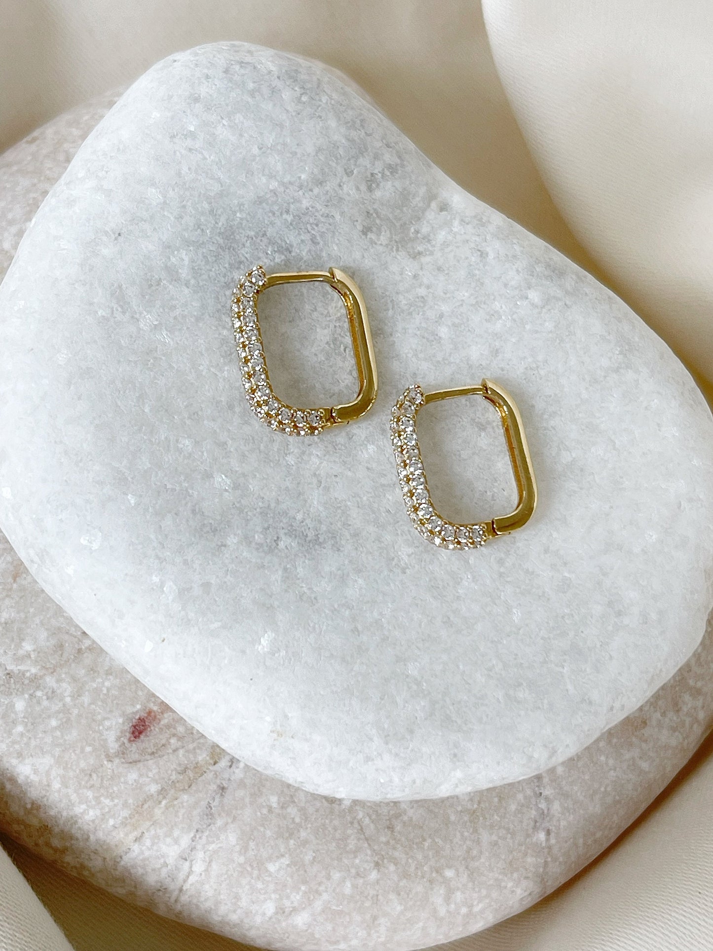 14K Solid Gold Chunky Square Hoop, Thick huggie Hoop earrings