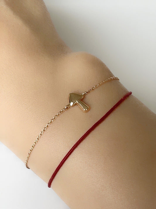 14K Solid Gold Mushroom Bracelet in Yellow Gold Arrow