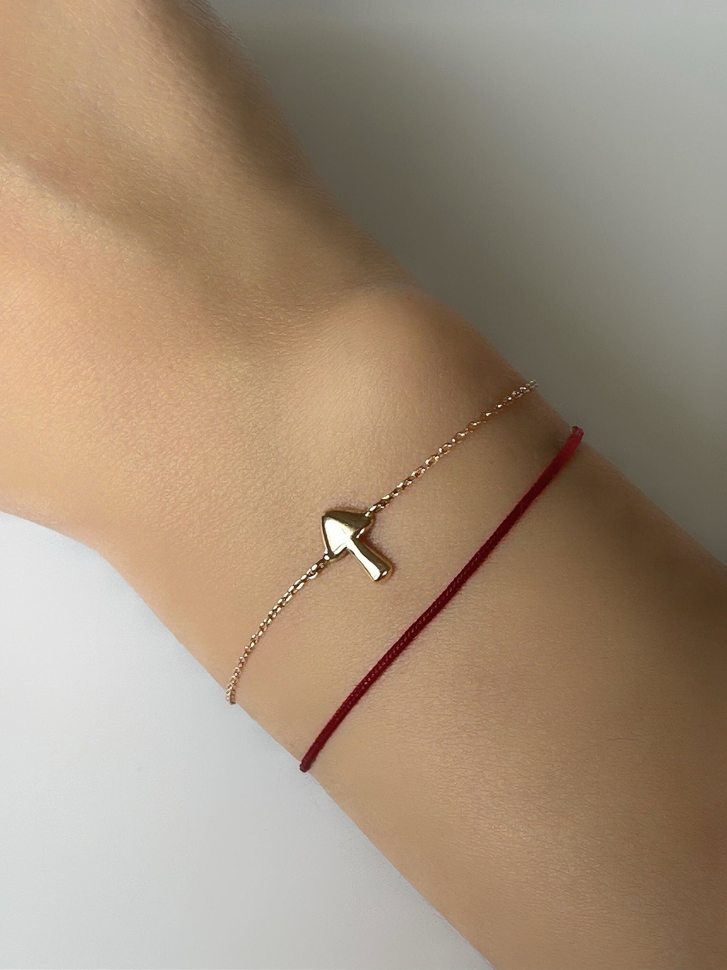 14K Solid Gold Mushroom Bracelet in Yellow Gold Arrow