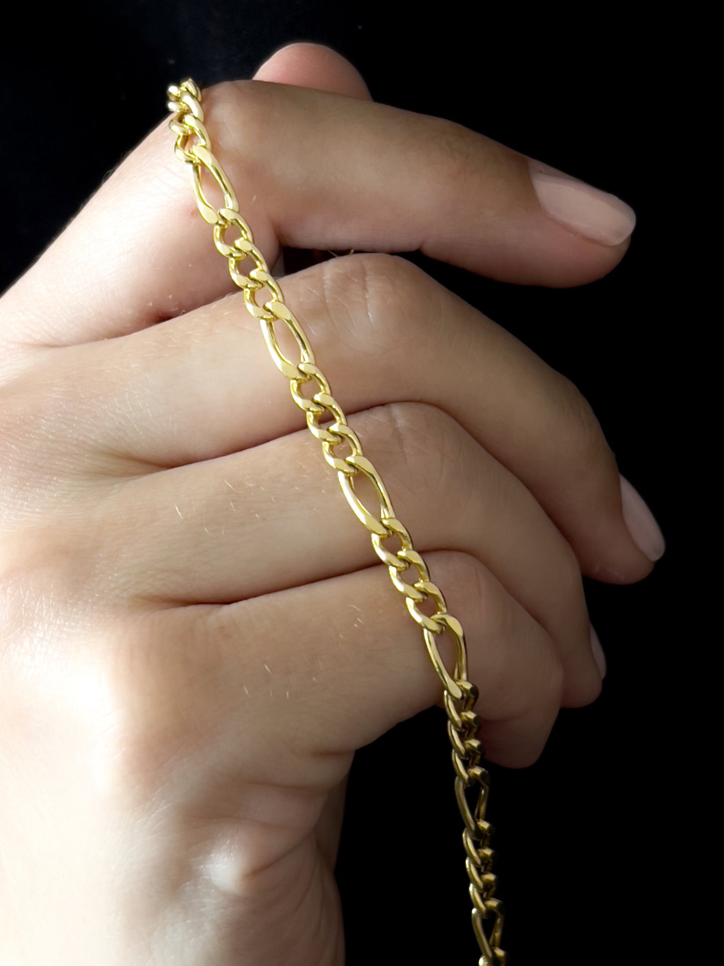 14K Solid Gold Figaro Chain Bracelet