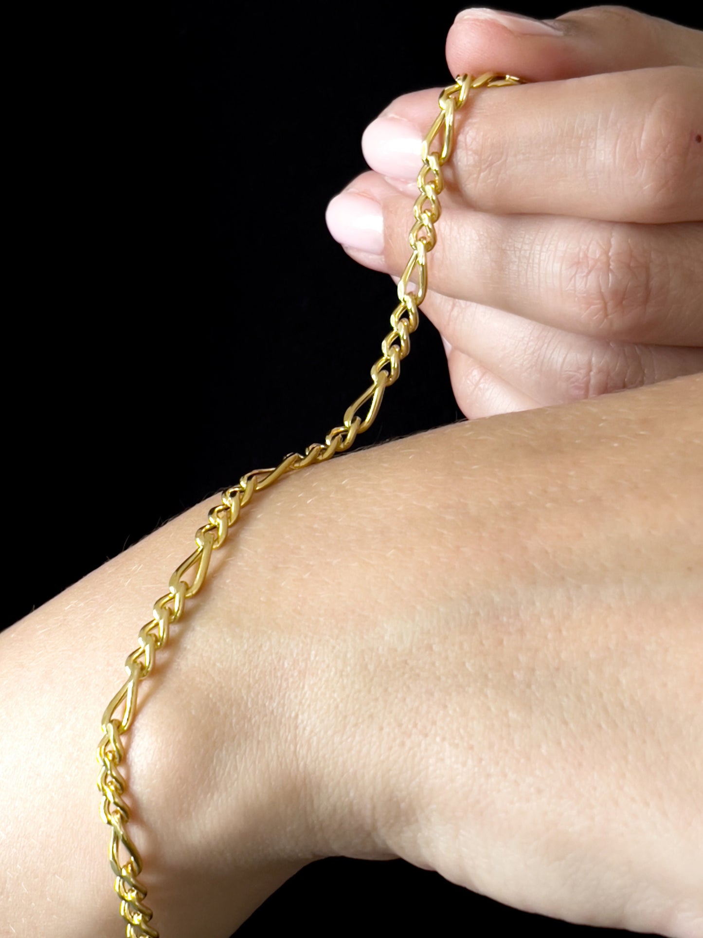 14K Solid Gold Figaro Chain Bracelet