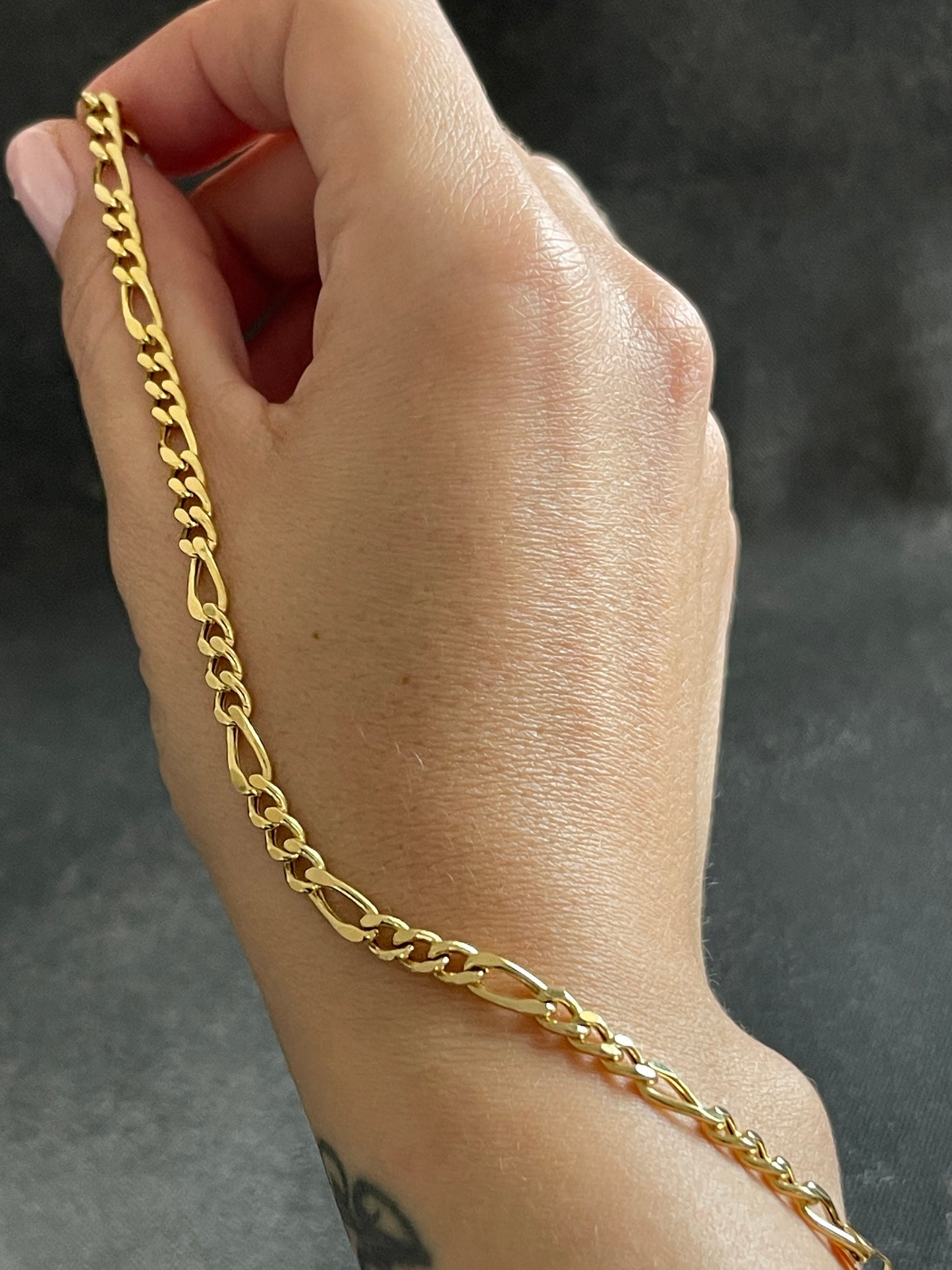 14K Solid Gold Figaro Chain Bracelet